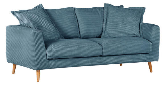 2,5-SITZER Amaro Cord Petrol  - Petrol/Naturfarben, ROMANTIK / LANDHAUS, Holz/Textil (195/69/100cm) - Landscape