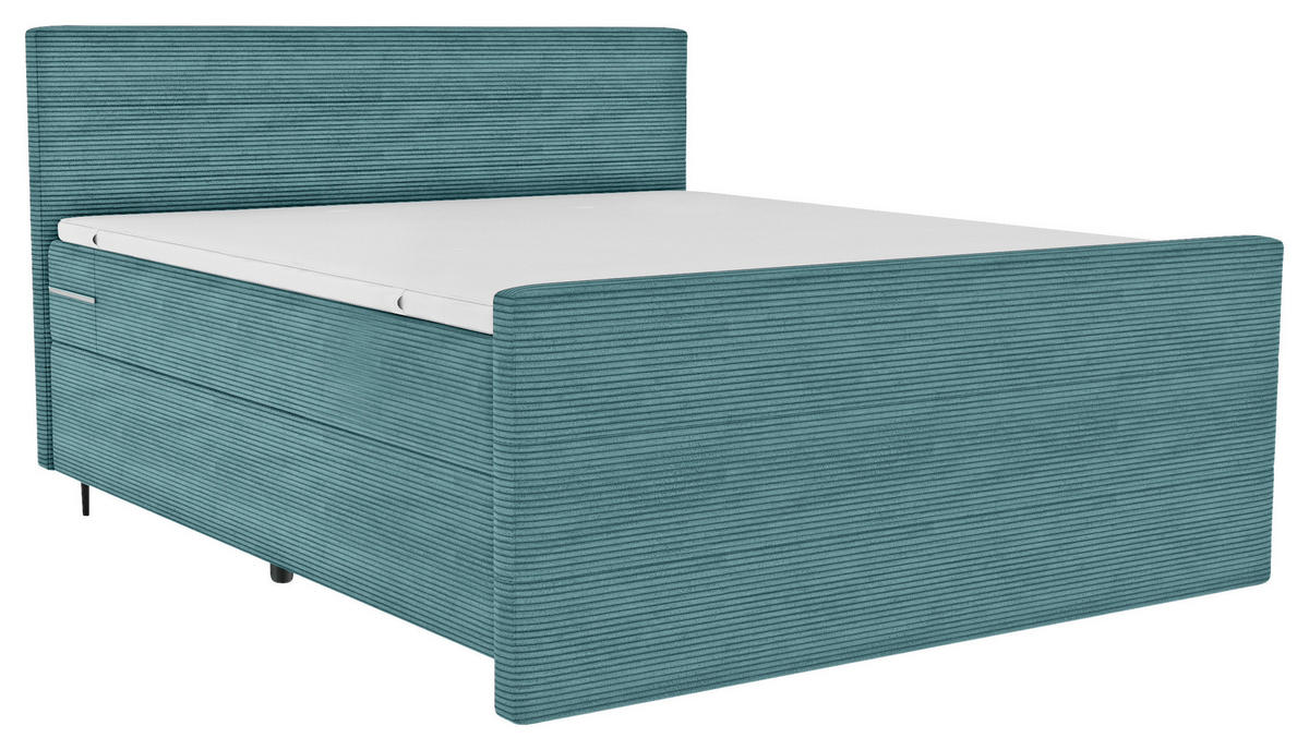 BOXSPRINGBETT 180/200 cm  in Türkis  - Türkis/Schwarz, Konventionell, Textil/Metall (180/200cm) - Carryhome