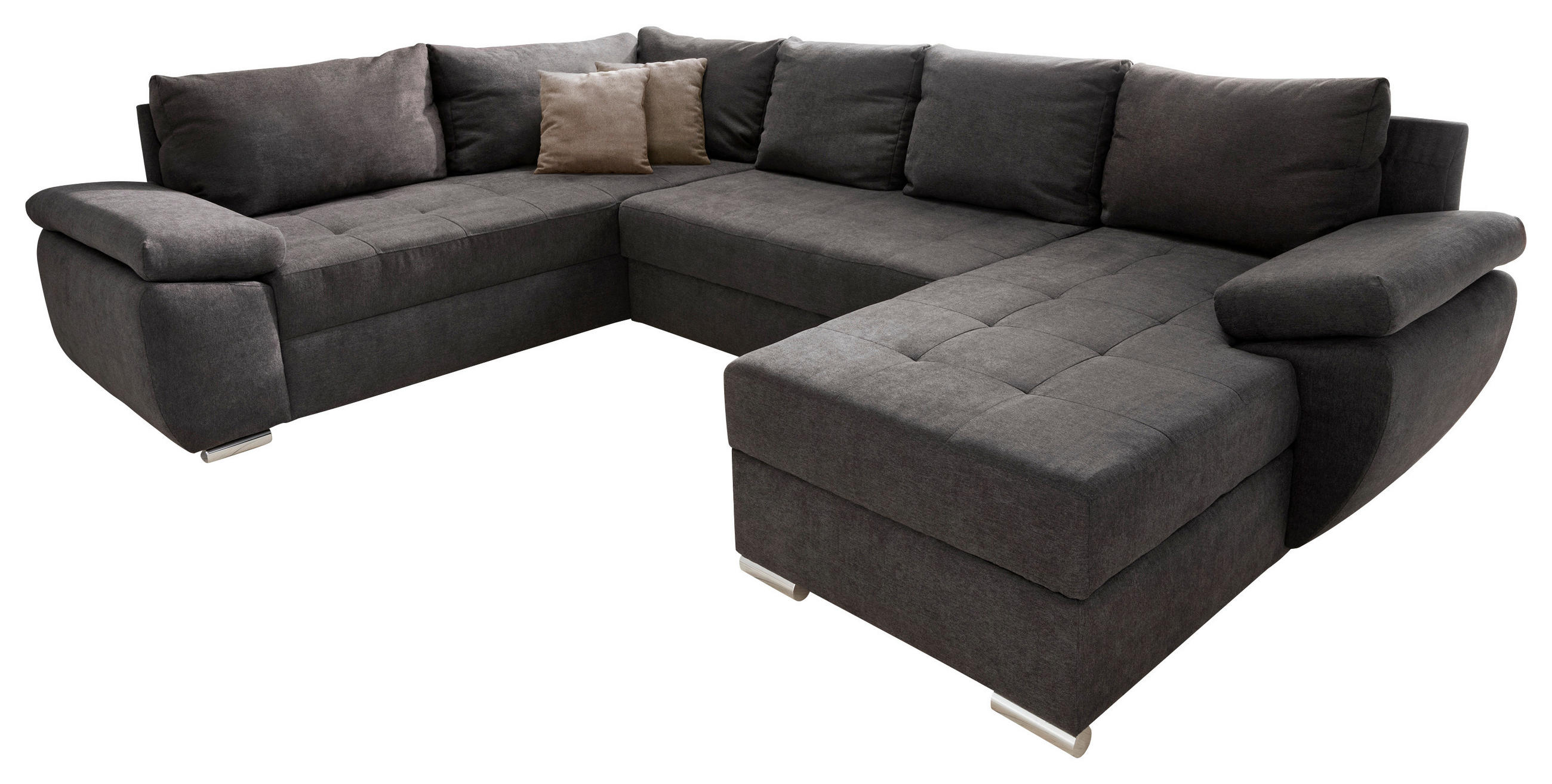CANAPEA MODULARĂ textil maro  - maro/culoare crom, Konventionell, textil (219/305/157cm) - Livetastic