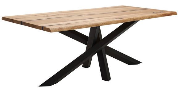 ESSTISCH in Holz, Metall 260/100/76 cm  - Wildeiche/Schwarz, Design, Holz/Metall (260/100/76cm) - Linea Natura