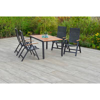 GARTENTISCHGRUPPE AkazieHartholz Aluminium  - Graphitfarben/Naturfarben, KONVENTIONELL, Holz/Kunststoff - Gardenson