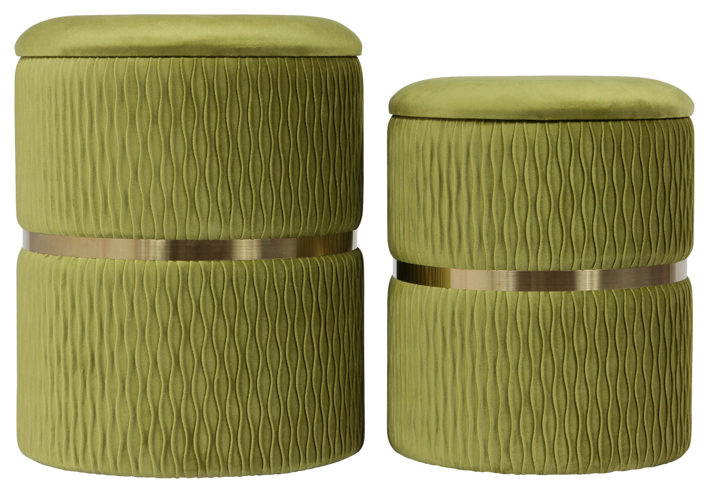 HOCKERSETGoldfarben, Hellgrün  - Goldfarben/Hellgrün, Design, Textil/Metall (31,5/36/38/44/31,5/36cm) - Kayoom