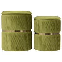 HOCKERSETGoldfarben, Hellgrün  - Goldfarben/Hellgrün, Design, Textil/Metall (31,5/36/38/44/31,5/36cm) - Kayoom