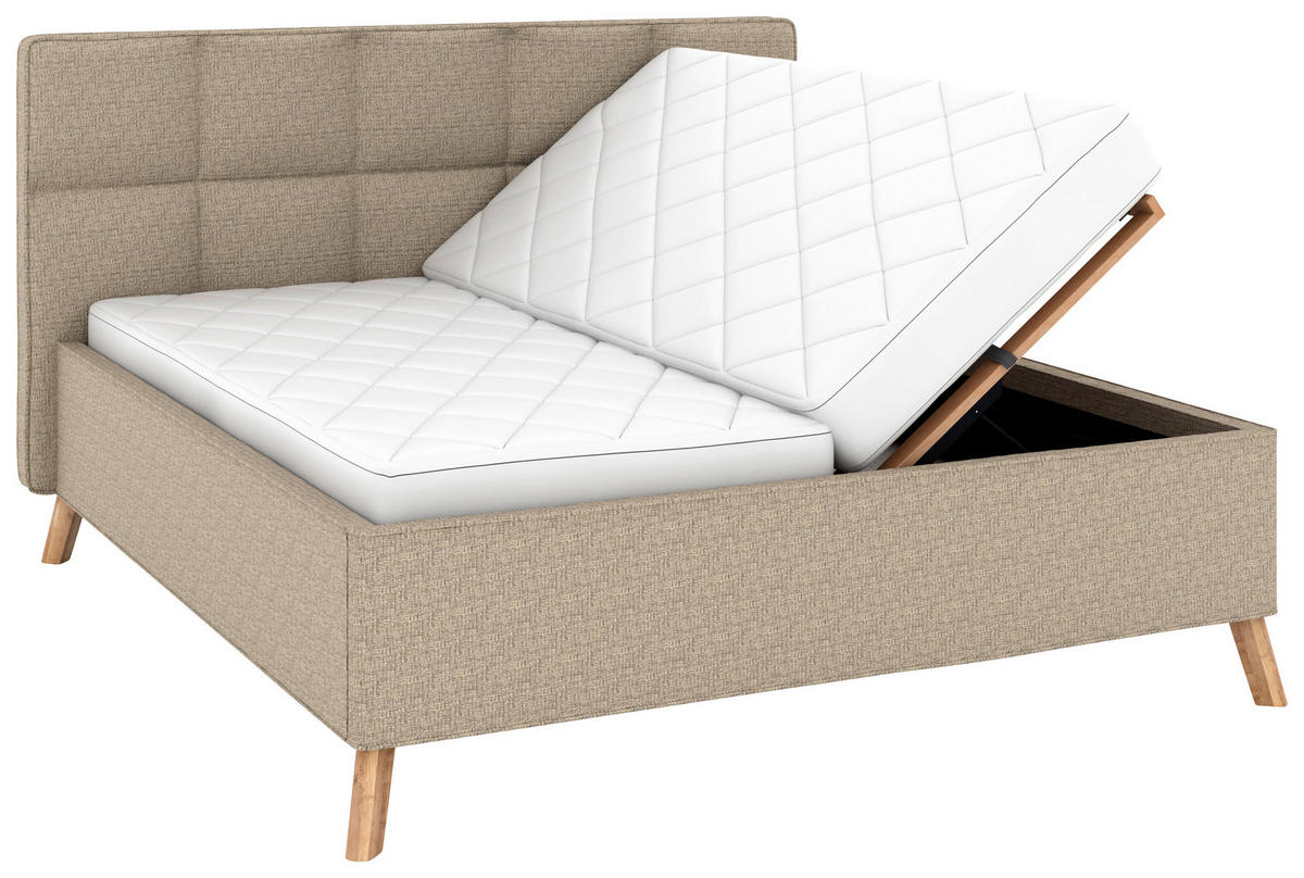 POLSTERBETT Bettkasten, motorische Verstellbarkeit, Fernbedienung, Lattenroste, Matratzen 180/200 cm  in Braun  - Schwarz/Weiß, KONVENTIONELL, Holz/Textil (180/200cm) - Musterring