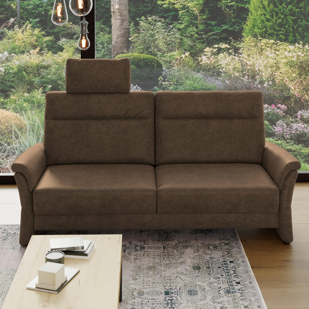 3,5-SITZER - Schwarz/Braun, Konventionell, Kunststoff/Textil (205/98/91cm) - Elegando