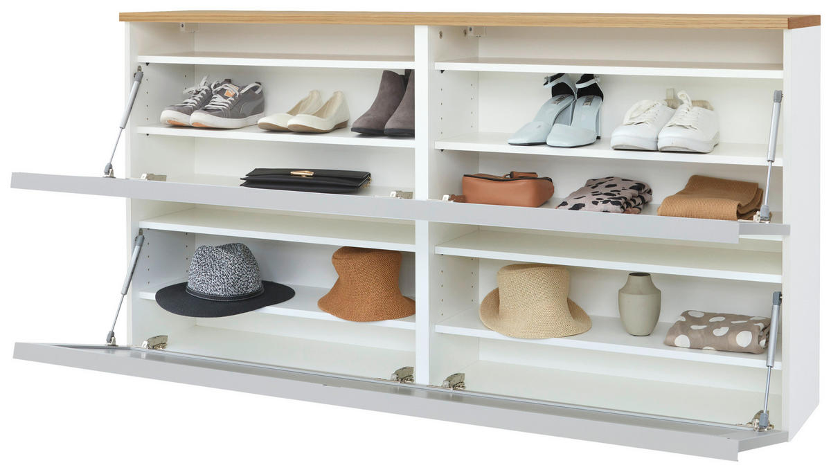 GARDEROBE 5-teilig  in 285/195/31 cm  - Weiss, Design, Glas/Holz (285/195/31cm)