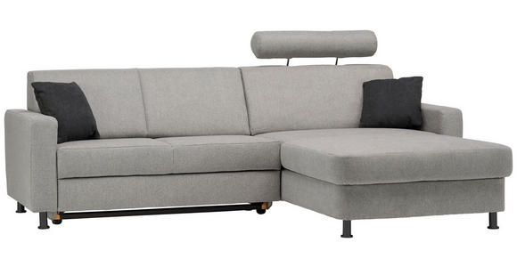 ECKSOFA in Webstoff Platinfarben  257/165 cm  - Platinfarben/Schwarz, Design, Kunststoff/Textil (257/165cm) - Xora