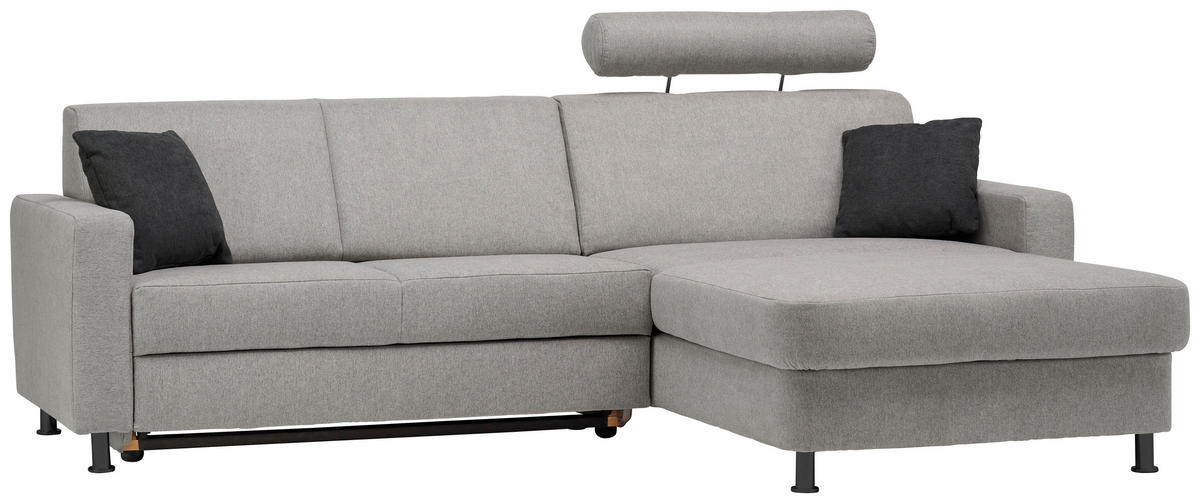 ECKSOFA in Webstoff Platinfarben  - Platinfarben/Schwarz, Design, Kunststoff/Textil (257/165cm) - Xora