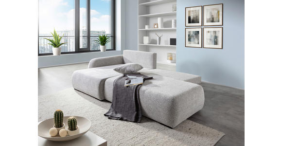 ECKSOFA Grau Flachgewebe Zierkissen, Rückenkissen, Bettkasten, Schlaffunktion, Rücken echt, Liegefläche im Originalstoff  - Schwarz/Grau, KONVENTIONELL, Kunststoff/Textil (145/260cm) - Carryhome