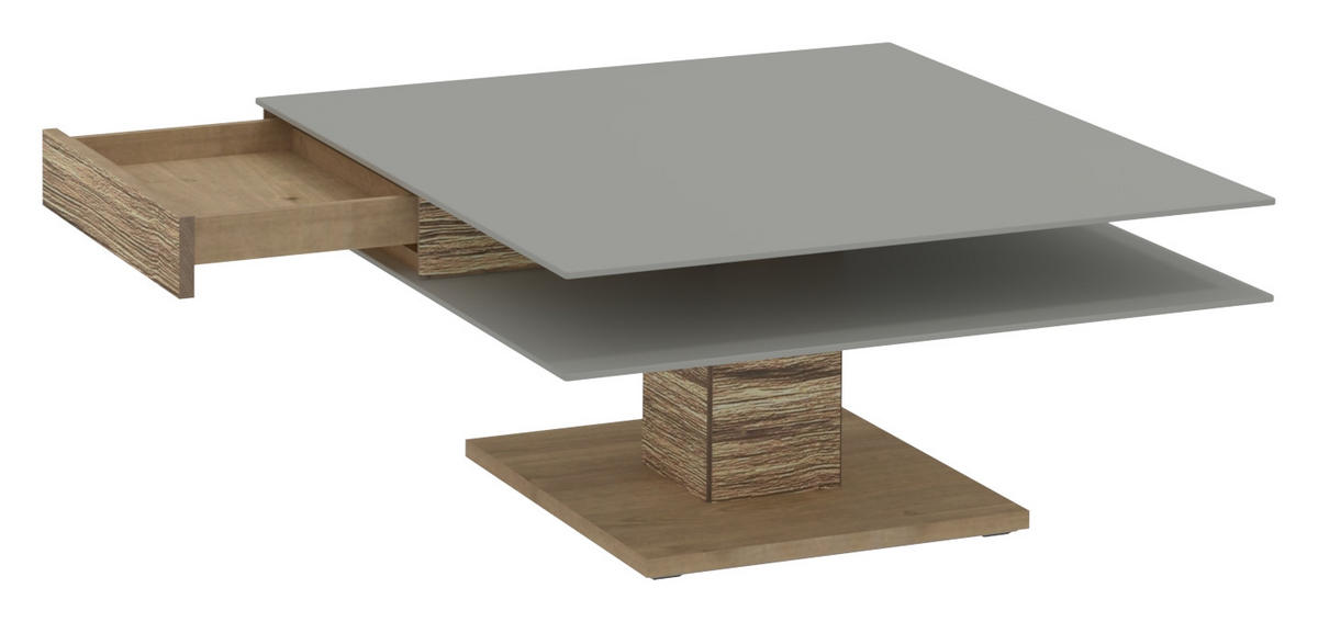 COUCHTISCH Wildeiche furniert, massiv Farbglas 90/90/43 cm quadratisch Grau, Eichefarben  - Eichefarben/Grau, Design, Glas/Holz (90/90/43cm) - Voglauer