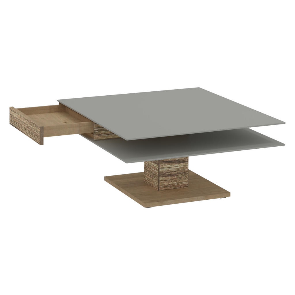 Thumbnail - Voglauer Couchtisch, Grau, Eiche, Holz, Glas, Holzwerkstoff, Wildeiche, furniert, massiv, 1 Schubladen, quadratisch, eck...