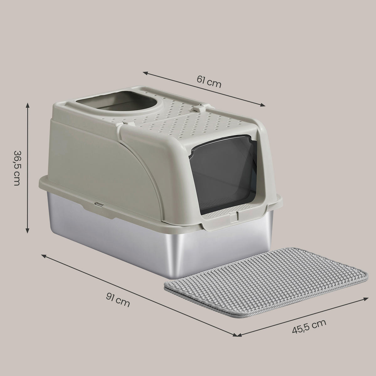 KATZENTOILETTE - Beige, Trend, Kunststoff/Metall (41/36,5/61cm) - Boxxx