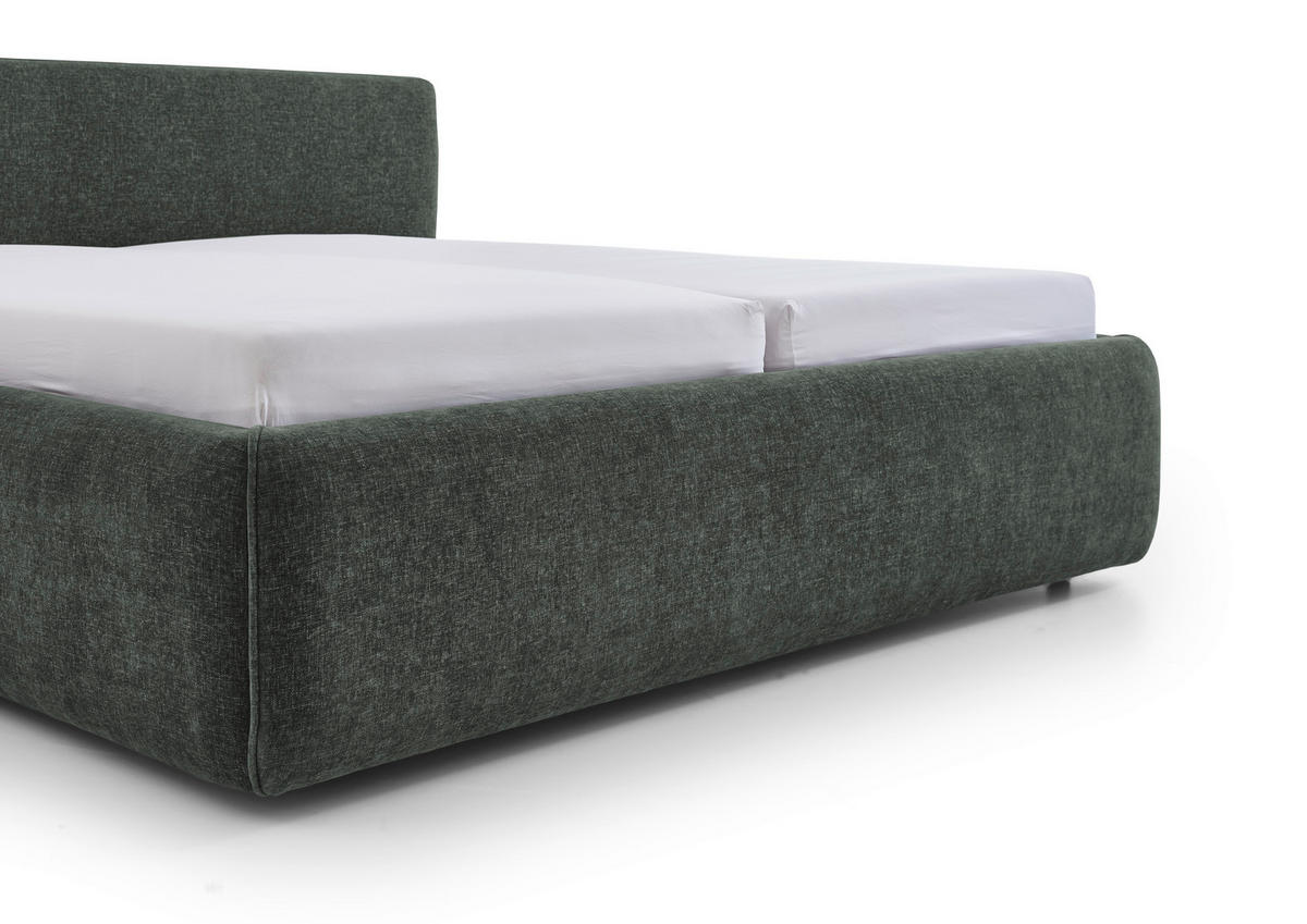 POLSTERBETT 180/200 cm,  in Grün, Bettkasten, Lattenroste,  - Birkefarben/Buchefarben, Design, Holz/Textil (180/200cm) - Xora