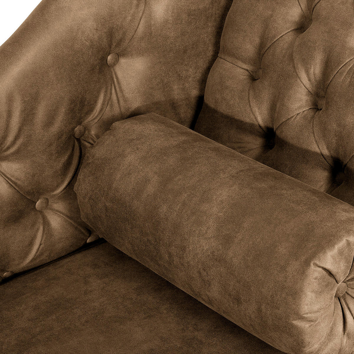 RÉCAMIERE Lederlook Braun  - Braun, Design, Holz/Textil (185/93/75cm) - Livetastic