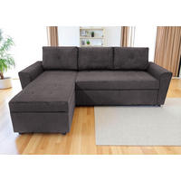 ECKSOFA TERMOLI in Cord Graubraun  155/231 cm  - Graubraun/Schwarz, Design, Kunststoff/Textil (155/231cm) - MID.YOU