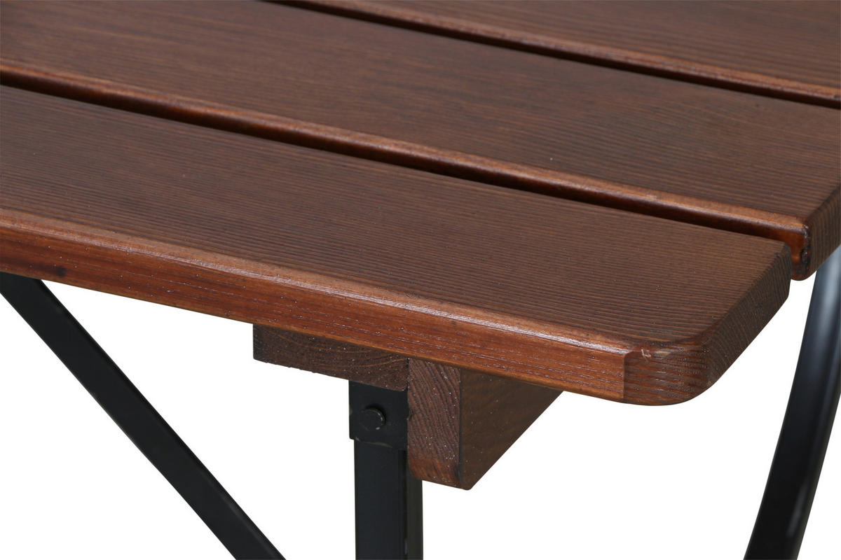 BIERTISCHGARNITUR 3-teilig  - Dunkelbraun, MODERN, Holz/Metall (60/60/180cm) - Gardenson