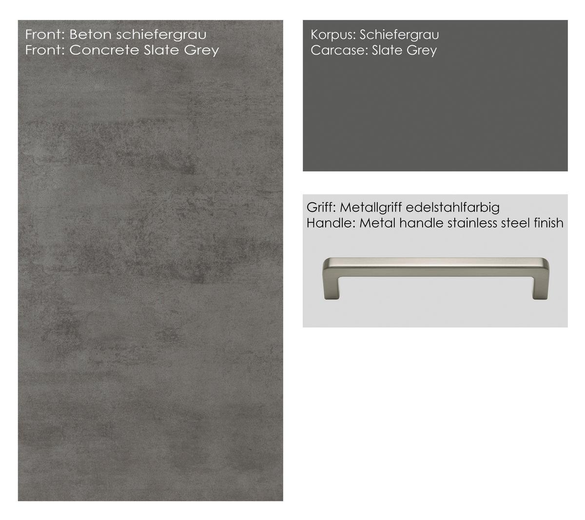 GESCHIRRSCHRANK 60/216,6/58 cm  in Schieferfarben  - Schieferfarben/Edelstahlfarben, MODERN, Holzwerkstoff/Metall (60/216,6/58cm) - Nobilia