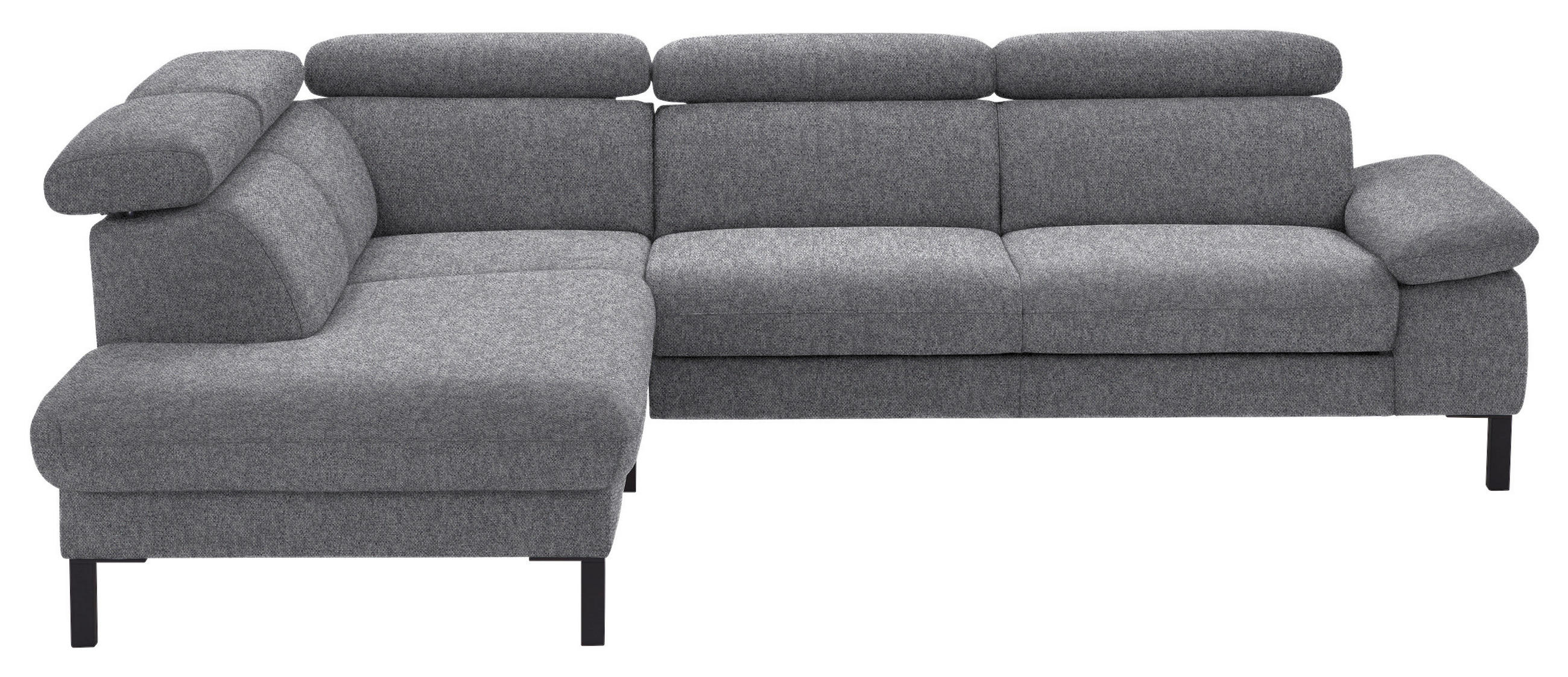 ECKSOFA in Flachgewebe Grau  - Schwarz/Grau, Design, Holzwerkstoff/Textil (217/272cm) - Pure Home Comfort