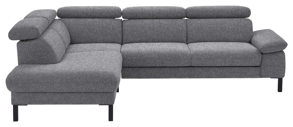 ECKSOFA in Flachgewebe Grau  217/272 cm  - Schwarz/Grau, Design, Holzwerkstoff/Textil (217/272cm) - Pure Home Comfort