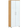 GARDEROBENSCHRANK Santina  in 71/193/37 cm  - Chromfarben/Eiche Bianco, Design, Glas/Holzwerkstoff (71/193/37cm) - Novel