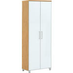 GARDEROBENSCHRANK Santina  in 71/193/37 cm  - Chromfarben/Eiche Bianco, Design, Glas/Holzwerkstoff (71/193/37cm) - Novel
