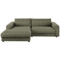 ECKSOFA in Chenille Grün  - Schwarz/Grün, Design, Kunststoff/Textil (190/270cm) - Lomoco