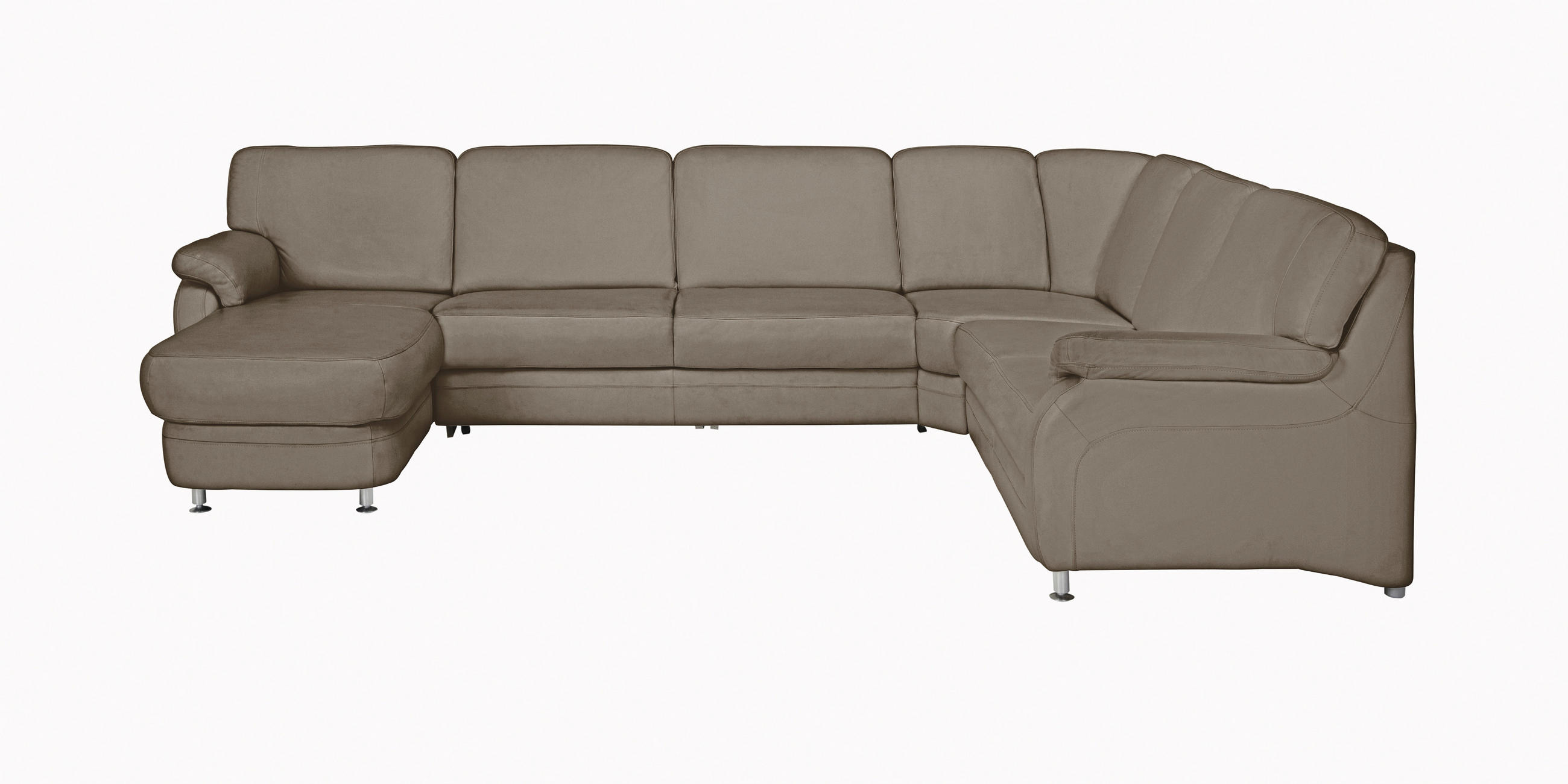 WOHNLANDSCHAFT Grau Echtleder  - Alufarben/Grau, KONVENTIONELL, Leder/Metall (165/329/239cm) - Beldomo Premium