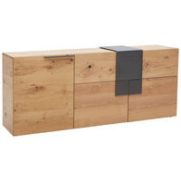 COMODĂ CU UȘI 192,2/82/48,2 cm  - culoare lemn stejar/antracit, Natur, metal/lemn (192,2/82/48,2cm) - Voglauer