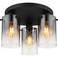 DECKENLEUCHTE  40,5/26 cm    - Schwarz, Design, Glas/Metall (40,5/26cm) - Novel