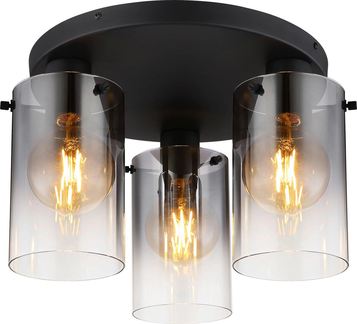 DECKENLEUCHTE  40,5/26 cm    - Schwarz, Design, Glas/Metall (40,5/26cm) - Novel