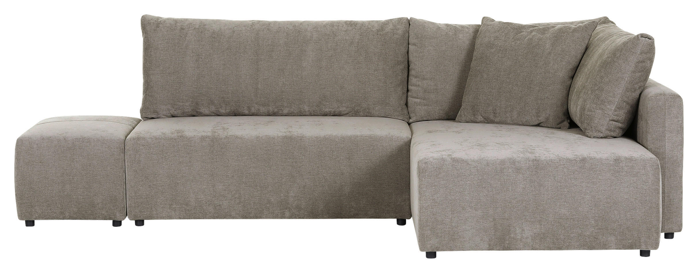 ECKSOFA Hellbraun Flachgewebe  - Hellbraun/Schwarz, KONVENTIONELL, Kunststoff/Textil (295/200cm) - Carryhome