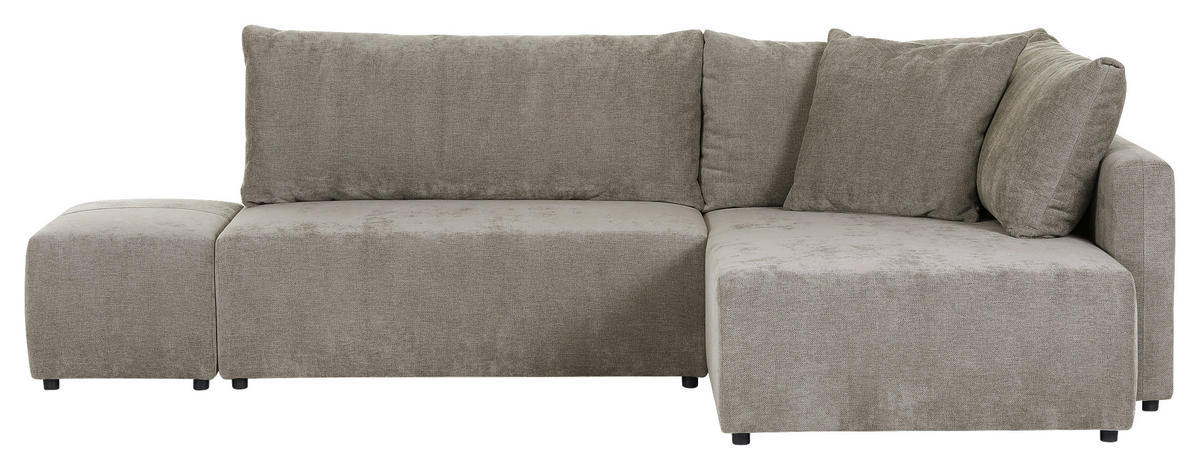 ECKSOFA in Flachgewebe Hellbraun  - Hellbraun/Schwarz, Konventionell, Kunststoff/Textil (295/200cm) - Carryhome