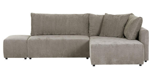 ECKSOFA in Flachgewebe Hellbraun  - Hellbraun/Schwarz, KONVENTIONELL, Kunststoff/Textil (295/200cm) - Carryhome