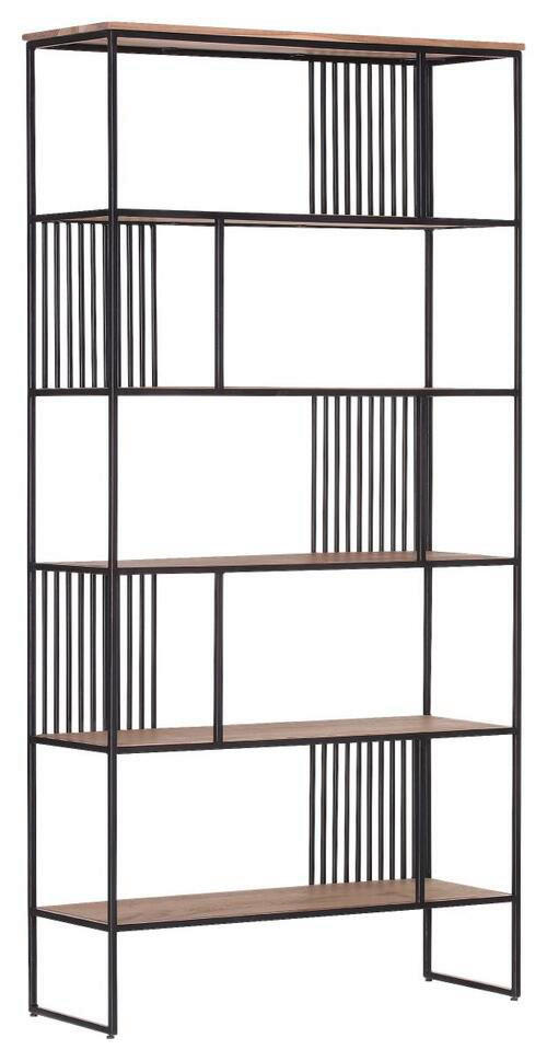 REGAL Akazie massiv Schwarz, Akaziefarben  - Schwarz/Akaziefarben, Trend, Holz/Metall (100/200/35cm) - Carryhome