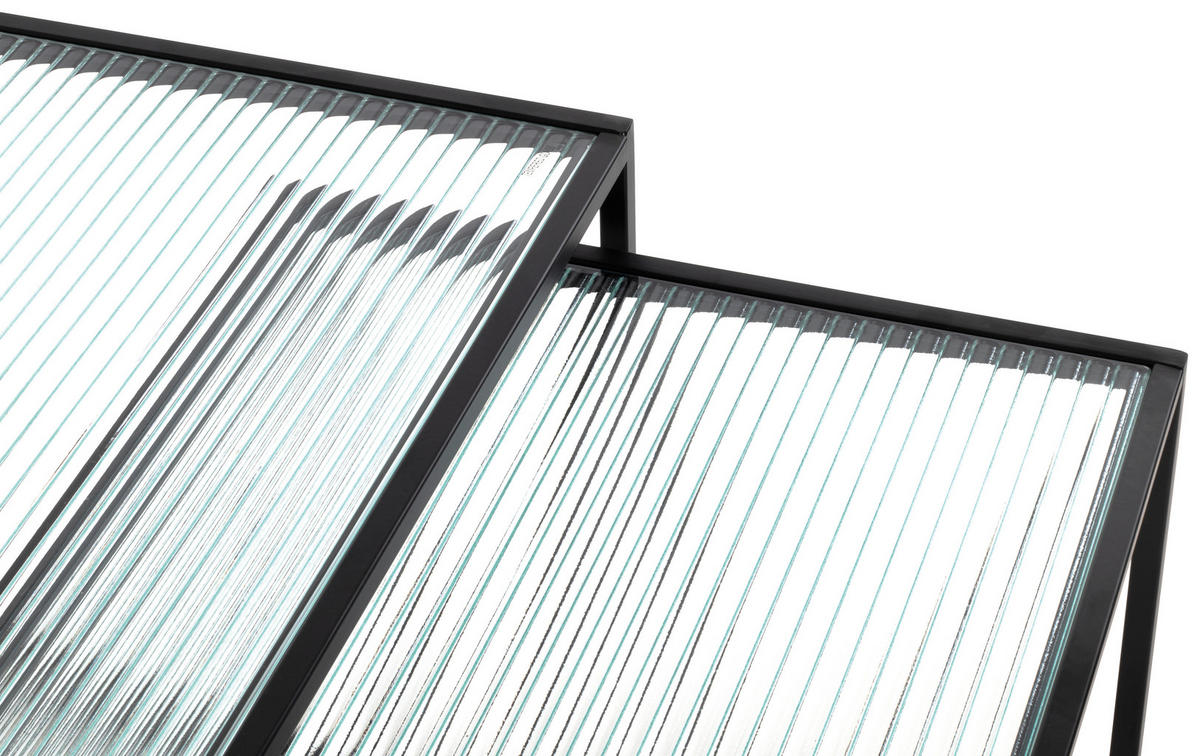 BEISTELLTISCHSET rechteckig Klar, Schwarz  - Klar/Schwarz, Design, Glas/Metall (40-45/40-45/44-49cm)