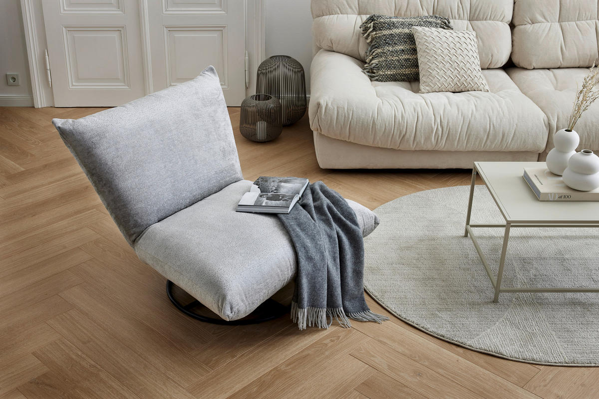 RELAXSESSEL in Textil Grau  - Schwarz/Grau, Design, Textil/Metall (100/78/96cm) - Livetastic