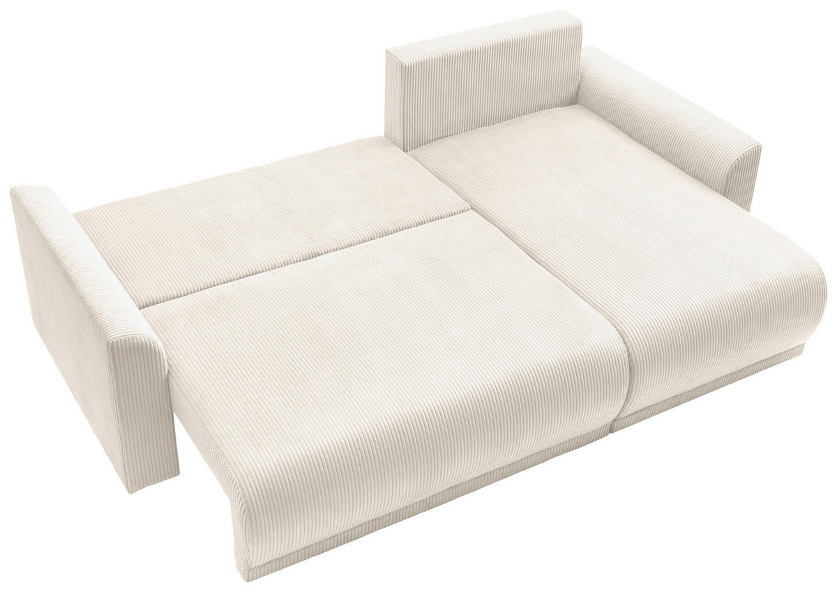 ECKSOFA KIMMY Creme Cord Zierkissen, Rückenkissen, Bettkasten  - Creme/Schwarz, Design, Kunststoff/Textil (233/146cm) - P & B
