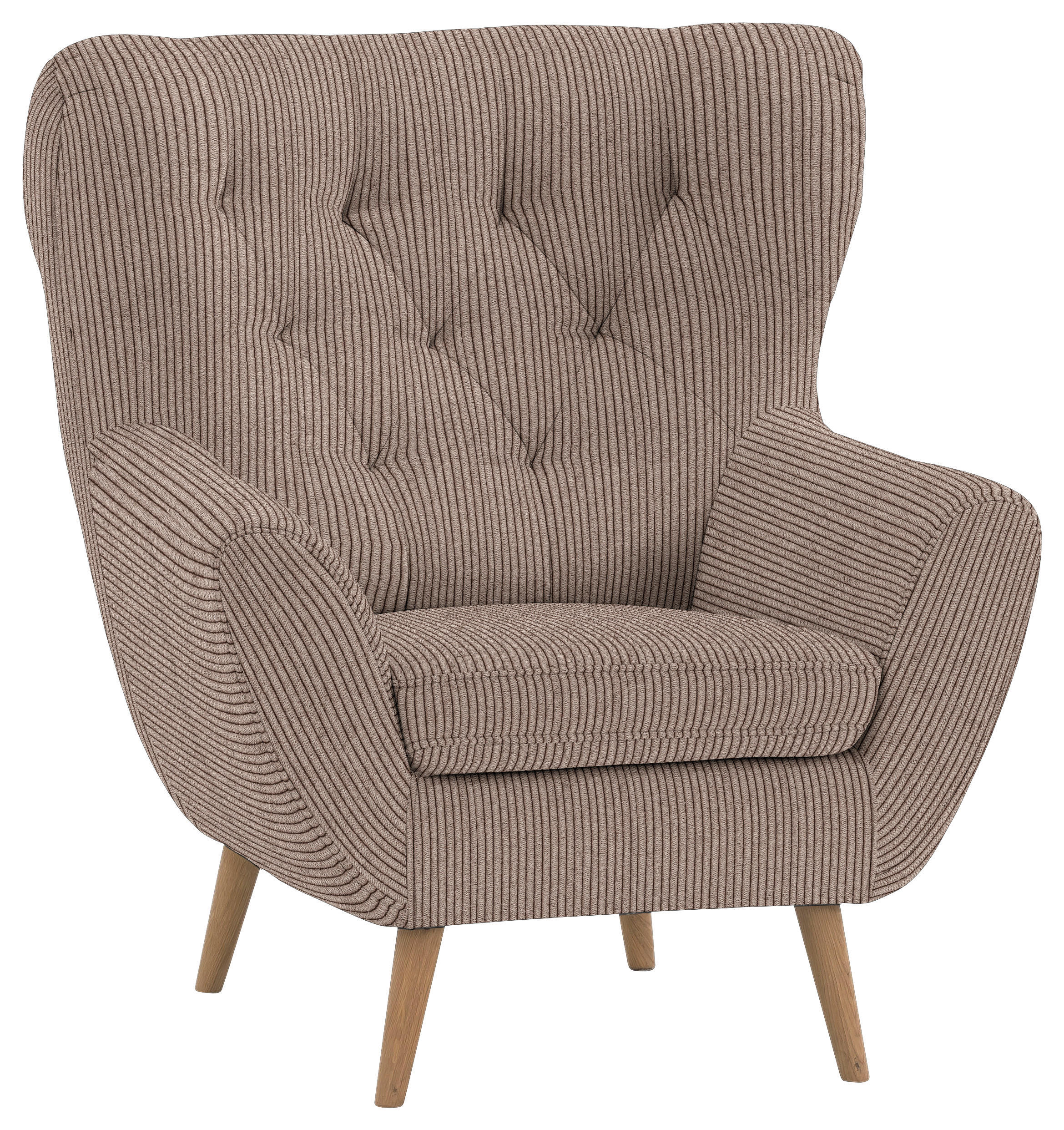 OHRENSESSEL 87/101/95 cm  in Cord Braun  - Eichefarben/Braun, Design, Holz/Textil (87/101/95cm) - Stylife
