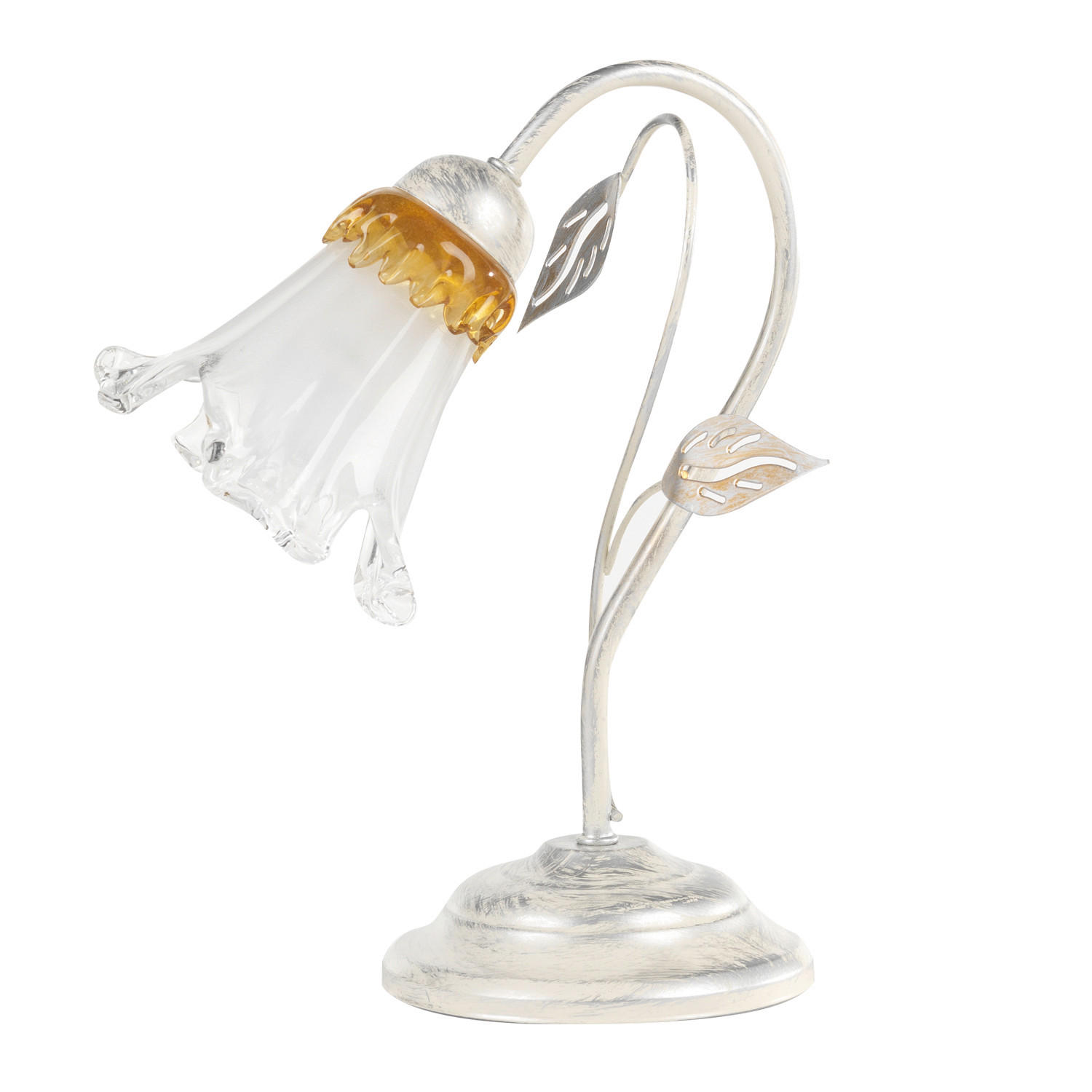 TISCHLEUCHTE 25/30 cm   - Weiß, KONVENTIONELL, Glas/Metall (25/30cm)