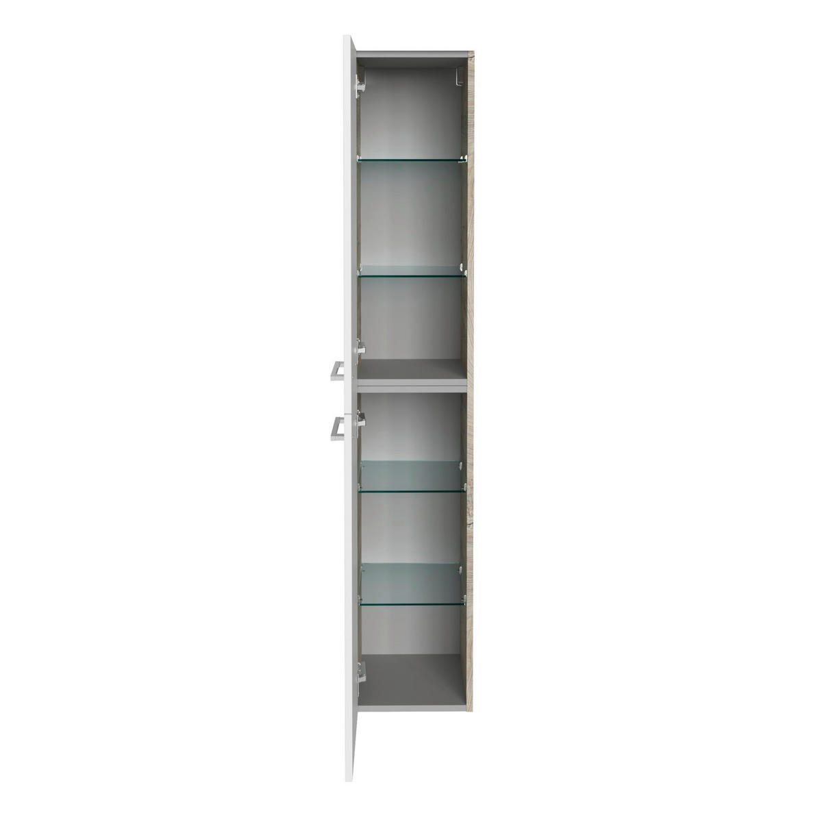 HOCHSCHRANK 30/162/31,8 cm  - Chromfarben/Eichefarben, Basics, Glas/Holzwerkstoff (30/162/31,8cm) - MID.YOU
