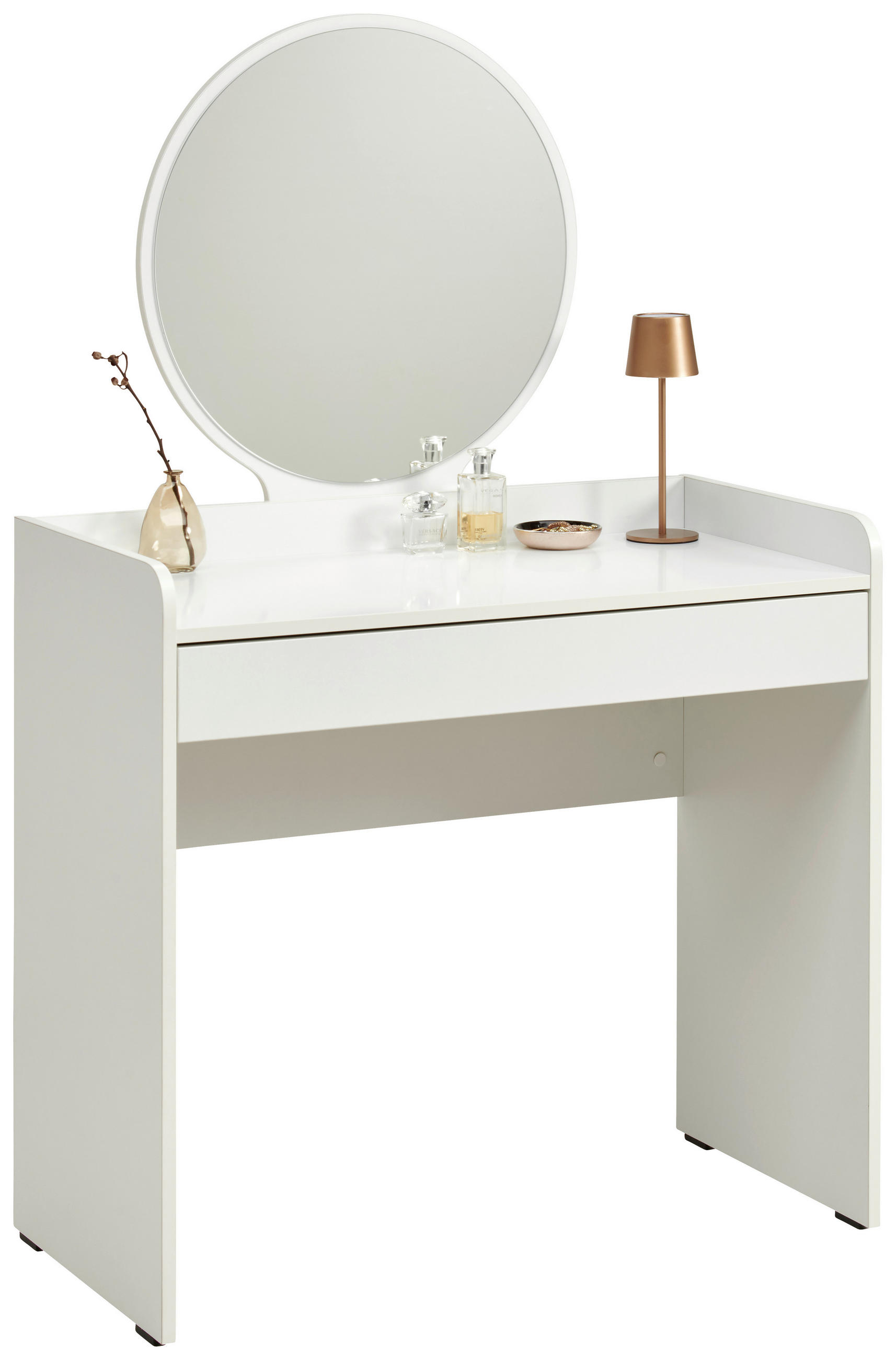 SCHMINKTISCH 90/47/142 cm, Weiss  - Weiss, Design, Glas/Holzwerkstoff (90/47/142cm) - Carryhome