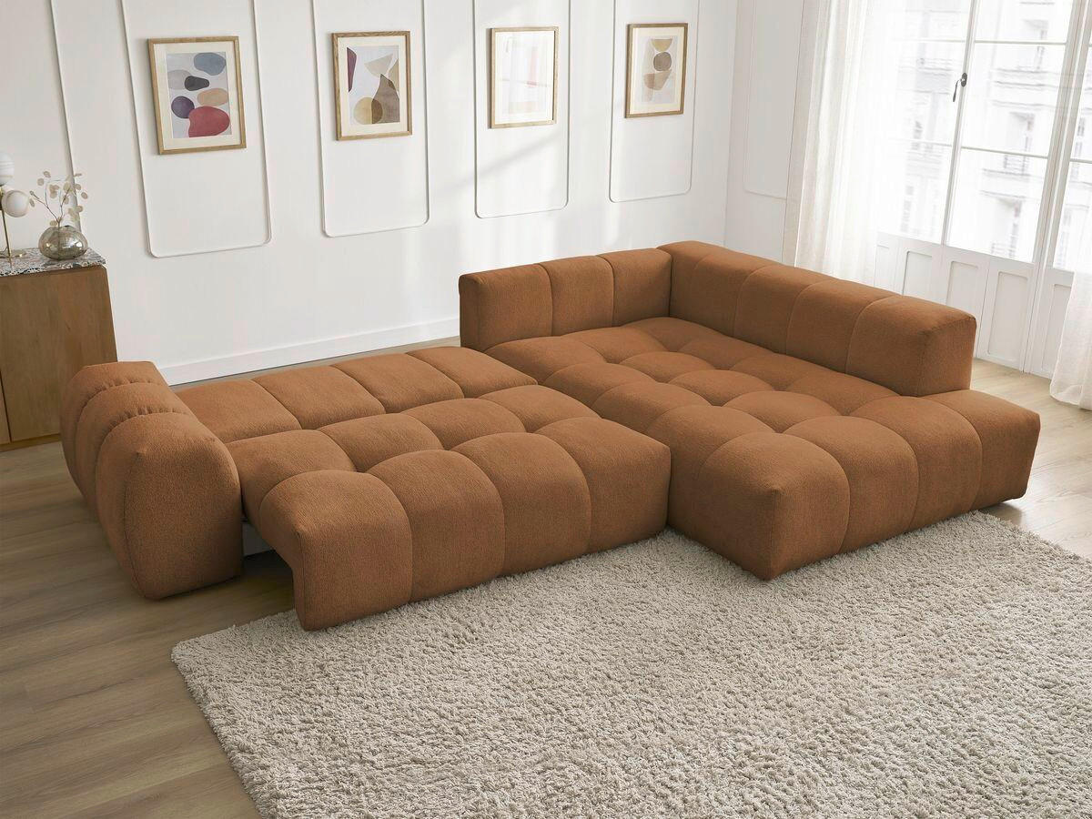 ECKSCHLAFSOFA EVEREST  mit Rücken echt, Armteil links, Armteil rechts Flachgewebe Orange  - Schwarz/Orange, MODERN, Kunststoff/Textil (320/212cm)