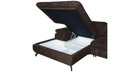 WOHNLANDSCHAFT in Struktur Mokka  - Schwarz/Mokka, KONVENTIONELL, Textil/Metall (188/357/253cm) - Carryhome