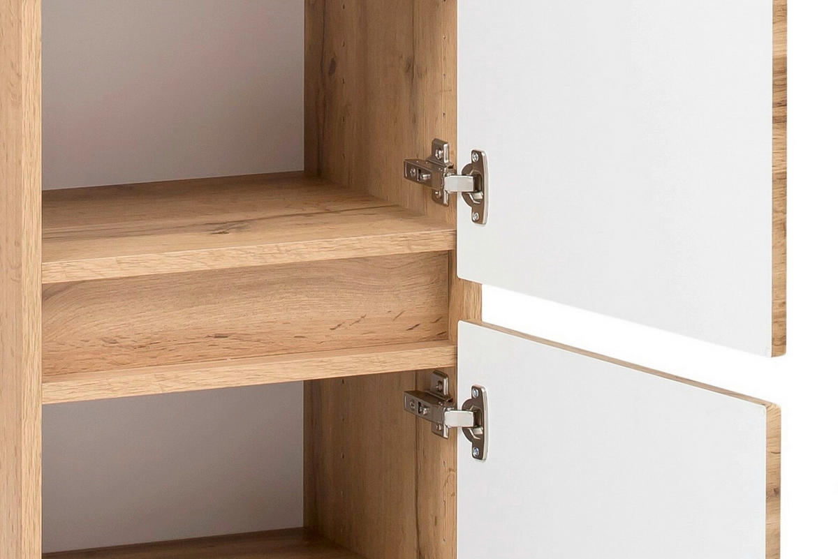 MIDISCHRANK 40/130/35 cm  - Eiche Wotan/Silberfarben, Natur, Holzwerkstoff/Kunststoff (40/130/35cm) - Xora