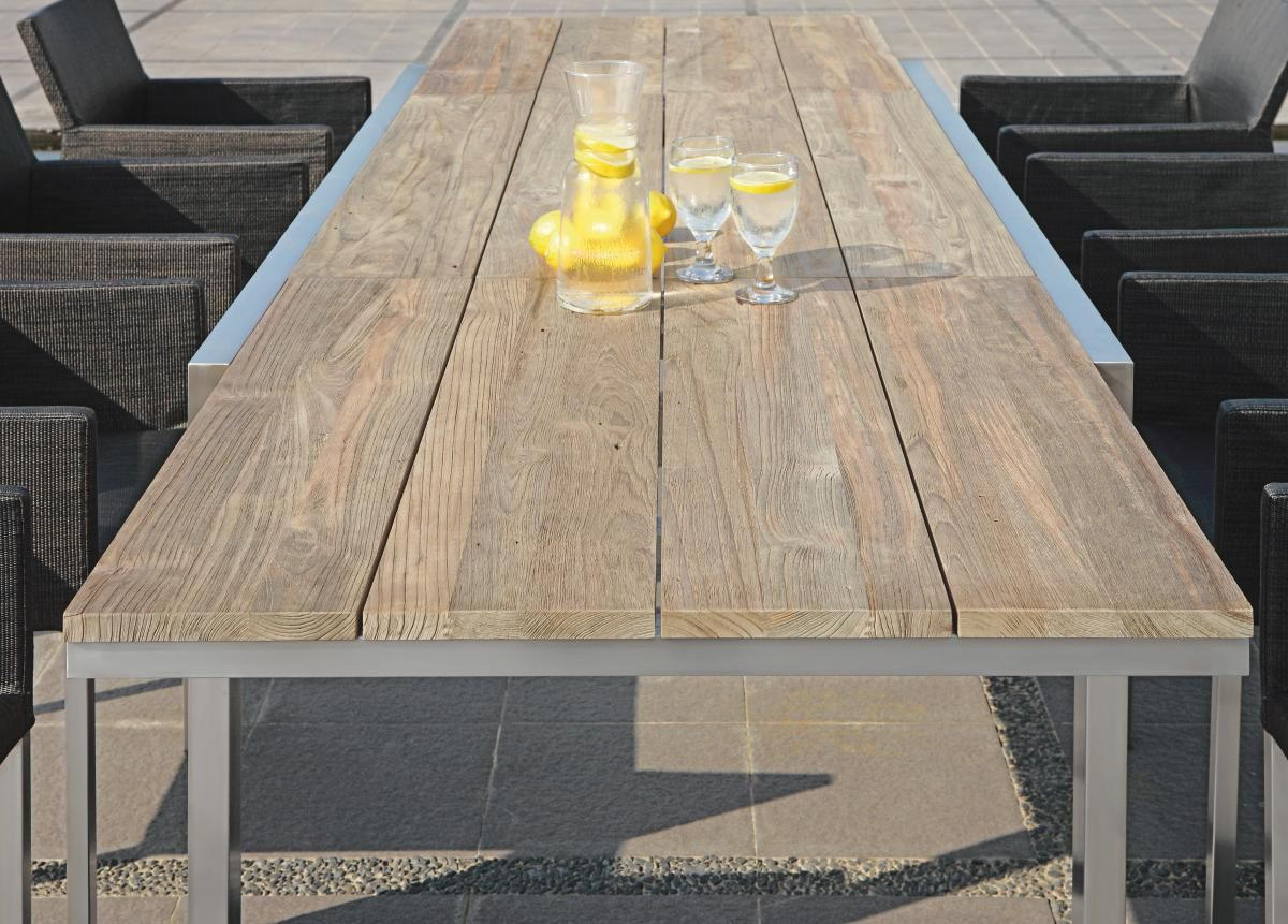 GARTENTISCH 170-280/90/75 cm Holz, Metall rechteckig  - Edelstahlfarben/Teakfarben, Design, Holz/Metall (170-280/90/75cm) - Zebra 