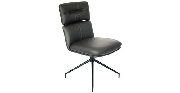 STUHL  in Eisen Echtleder pigmentiert Metall, Leder  - Schwarz, Design, Leder/Metall (50/92/64,5cm) - Dieter Knoll