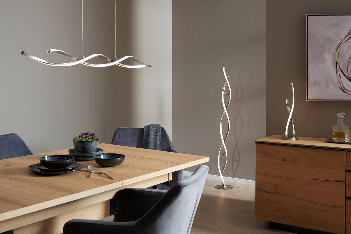 LED-HÄNGELEUCHTE 110/8/140 cm   - Nickelfarben, Design, Metall (110/8/140cm) - Paul Neuhaus