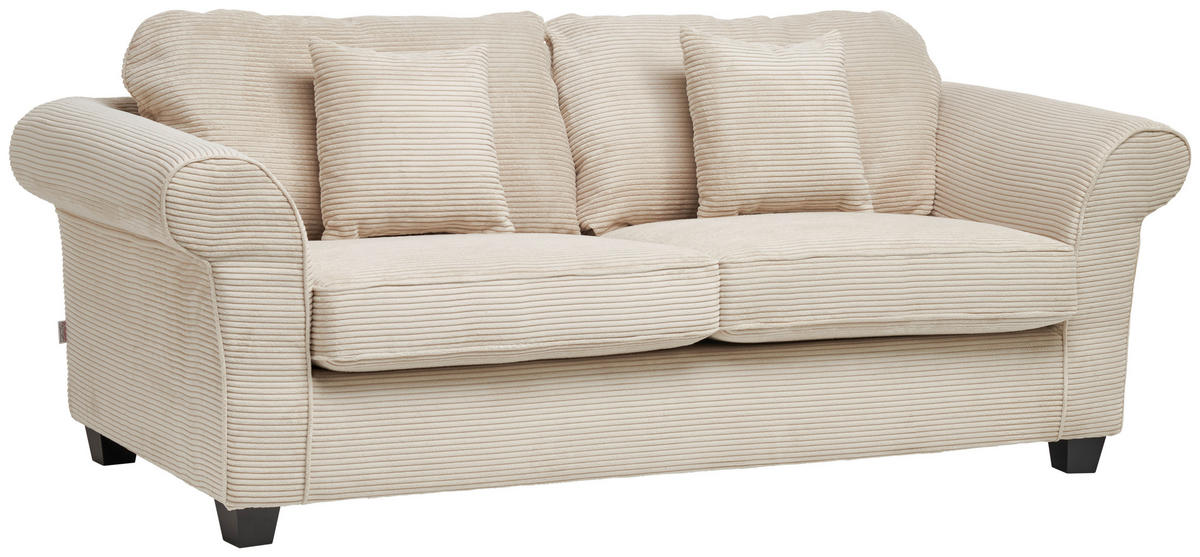 3-SITZER-SOFA in Cord Naturfarben  - Dunkelbraun/Naturfarben, Konventionell, Holz/Textil (215/70/90cm) - home24