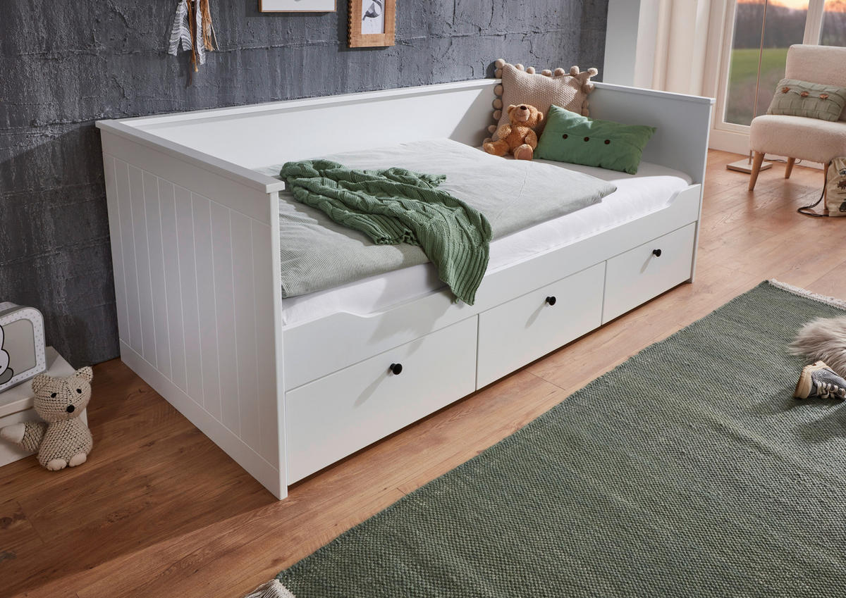 BETT 90/200 cm  in Weiß  - Hellbraun/Weiß, KONVENTIONELL, Holz/Holzwerkstoff (90/200cm) - Carryhome