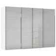 SCHWEBETÜRENSCHRANK  in Weiß, Seidengrau  - Chromfarben/Seidengrau, Design, Glas/Holzwerkstoff (316/223/68cm) - Novel